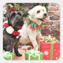 Navidad - capitán de trigo - Schnauzer X Bentley Pegatina Cuadradas Personalizadas