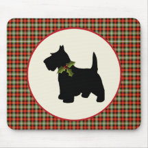 Navidad escocés de la tela escocesa del perro del  alfombrillas de ratones