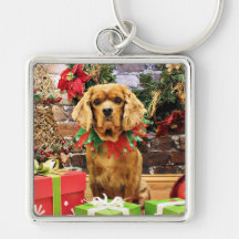 Navidad - perro de aguas de rey Charles arrogante  Llaveros