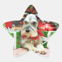Navidad - Schnauzer - Heinz Calcomanías Forma De Estrellaes