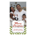 Navidad verde moderno de Chevron de una foto de fa Plantilla Para Tarjeta De Foto