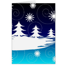 Navidad y árboles - tarjeta