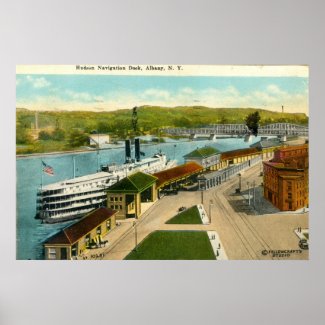 Navigation Dock, Albany NY 1924 vintage print