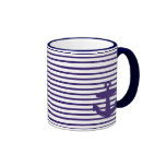 Navy Anchor with Blue Breton Stripes Mugs