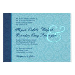 Navy and Aqua Blue Damask Monogram Wedding F200 Cards
