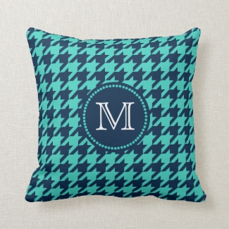 Navy and Aqua Houndstooth