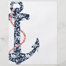 Navy and Coral Anchor Beach Wedding Custom Flyer