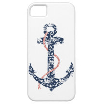 Navy and Coral Anchor Beach Wedding iPhone 5 Case