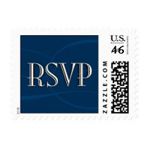 Navy and cream rsvp with swirl stamps