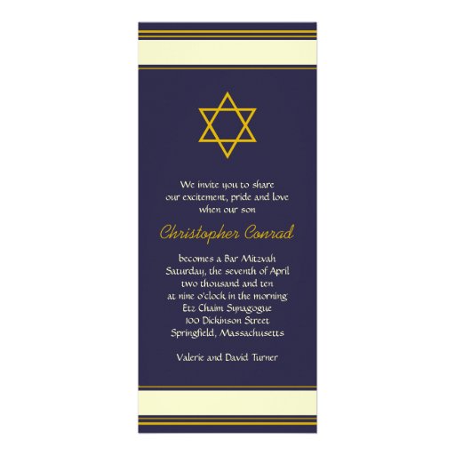 Navy and Gold Bar Mitzvah Invitation