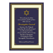 Navy and Gold Bar Mitzvah Invitation