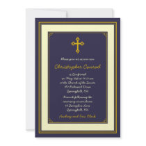 Navy and Gold Confirmation Invitation