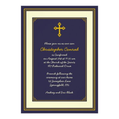 Navy and Gold Confirmation Invitation