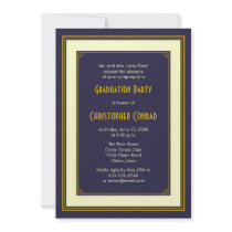 Navy and Gold Graduation Invitation