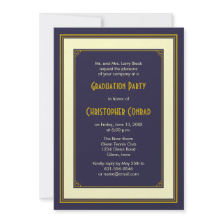 Navy and Gold Graduation Invitation