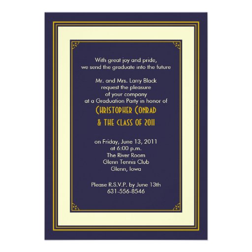Navy and Gold Graduation Invitation