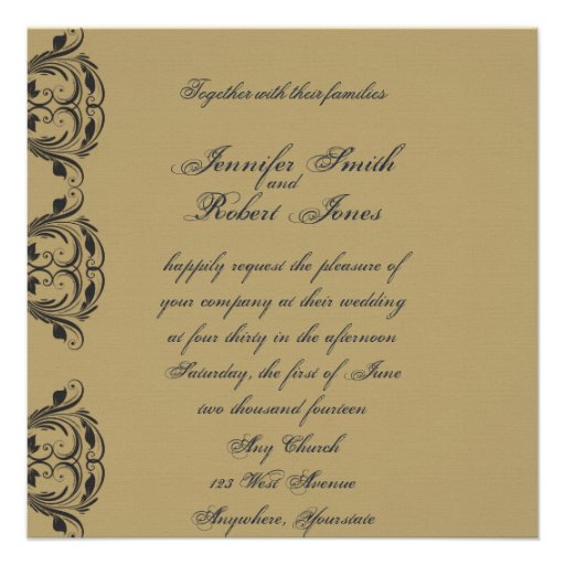 Navy and Gold Masquerade Wedding Invitation