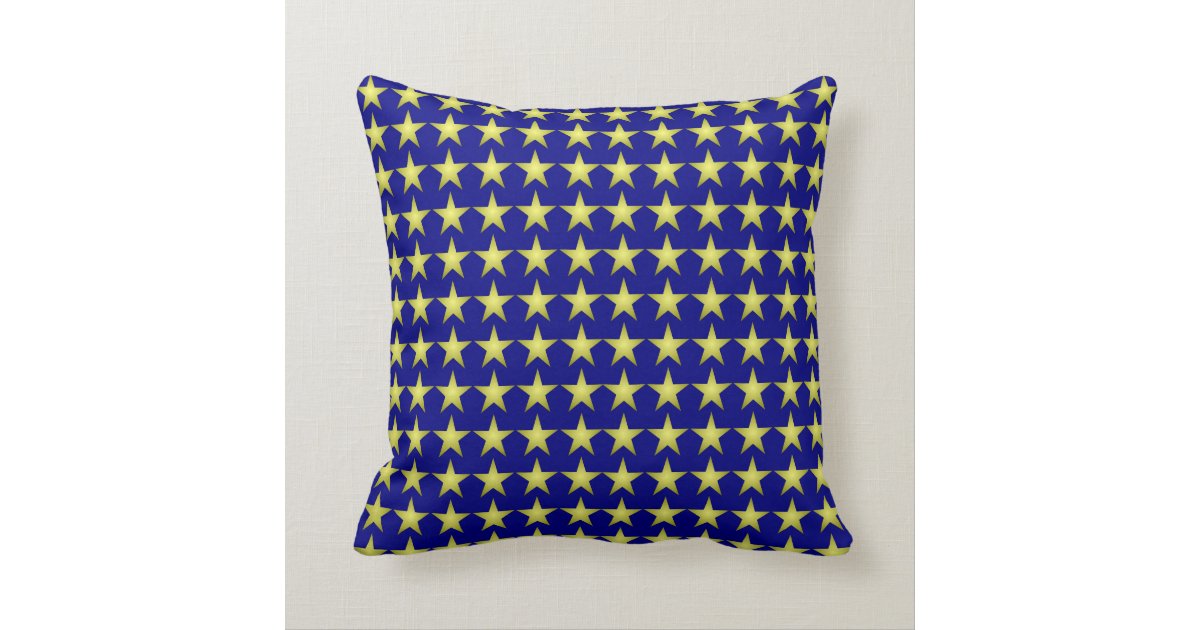 Navy and gold star pattern throw pillow Zazzle