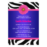 Navy and Hot Pink, Zebra Sweet Sixteen Invitation