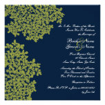 Navy and Lime Floral Square Wedding Custom Invitation