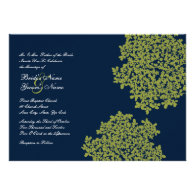 Navy and Lime Floral Wedding Invitations