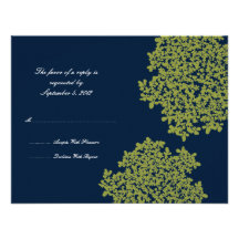 Navy and Lime Floral Wedding RSVP Personalized Invites