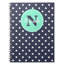 Navy and Mint Dots, Initial, and Name notebooks