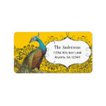 Navy and Mustard Peacock Love Bird Label
