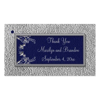 Wedding Favor Tags on Navy And Pewter Wedding Favor Tags Business Cards By Niteowlstudio
