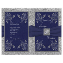 Navy and Pewter Wedding Program Flyers