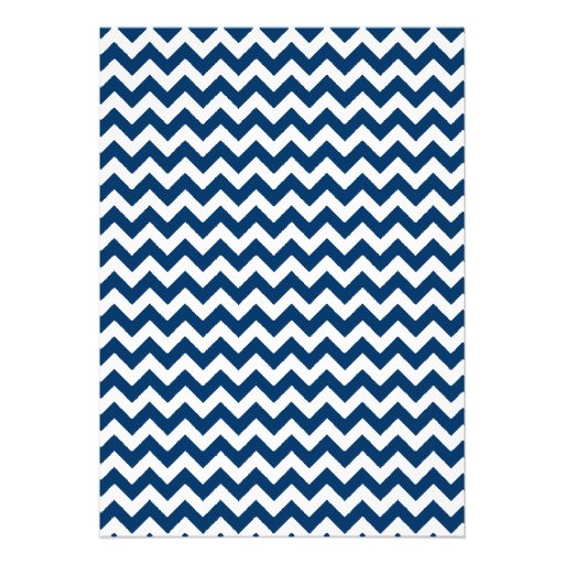 Navy and Pink Chevron Wedding Invitation