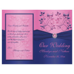 Navy and Pink Floral Wedding Program flyers