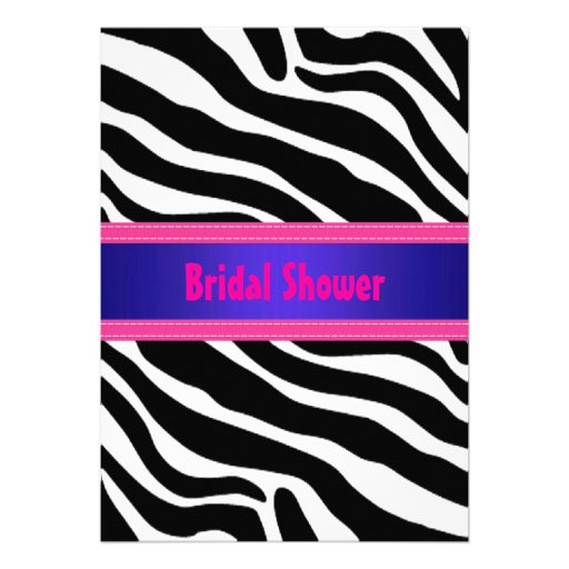 Navy and Pink, Zebra Bridal Shower Invitation