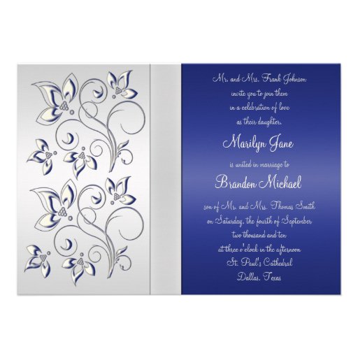 Navy and Silver Monogrammed Invitation