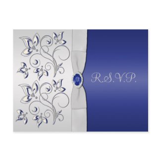 Navy and Silver R.S.V.P. Card postcard