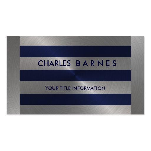 Navy and Silver Stripe Business Card (front side)