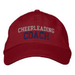 Navy and Silver Text Cheerleading Coach Hat Embroidered Baseball Cap