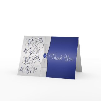 Navy and Silver Thank You Card card