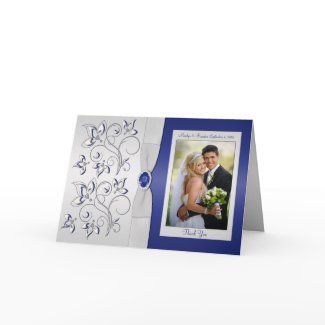 Navy and Silver Thank You Card with Photo Insert card