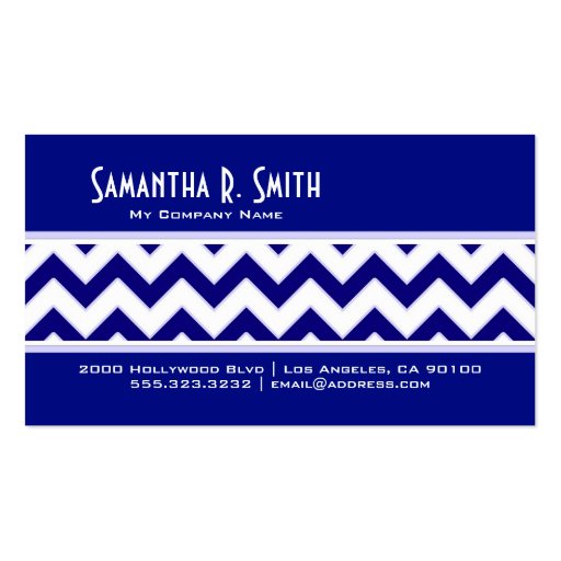 Navy and White Chevron Pattern Business Card (front side)
