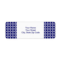 Navy and White Diamond Pattern address label