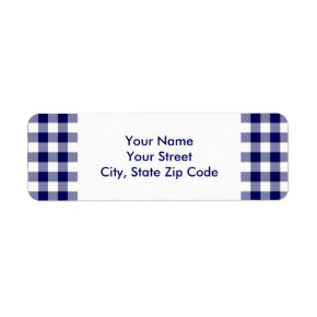Navy and White Gingham Pattern address label