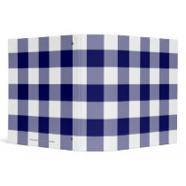 Navy and White Gingham Pattern binders