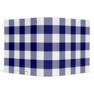 Navy and White Gingham Pattern Vinyl Binder