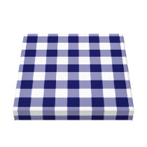Navy and White Gingham Pattern canvas prints