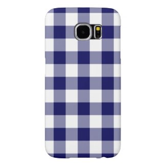 Navy and White Gingham Pattern Samsung Galaxy S6 Cases