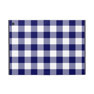 Navy and White Gingham Pattern Cover For iPad Mini