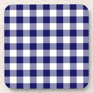 Navy and White Gingham Pattern Drink Coasters