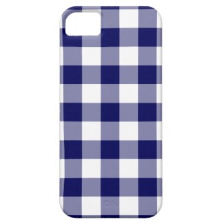 Navy and White Gingham Pattern iPhone 5 Cases