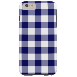 Navy and White Gingham Pattern iPhone 6 Plus Case